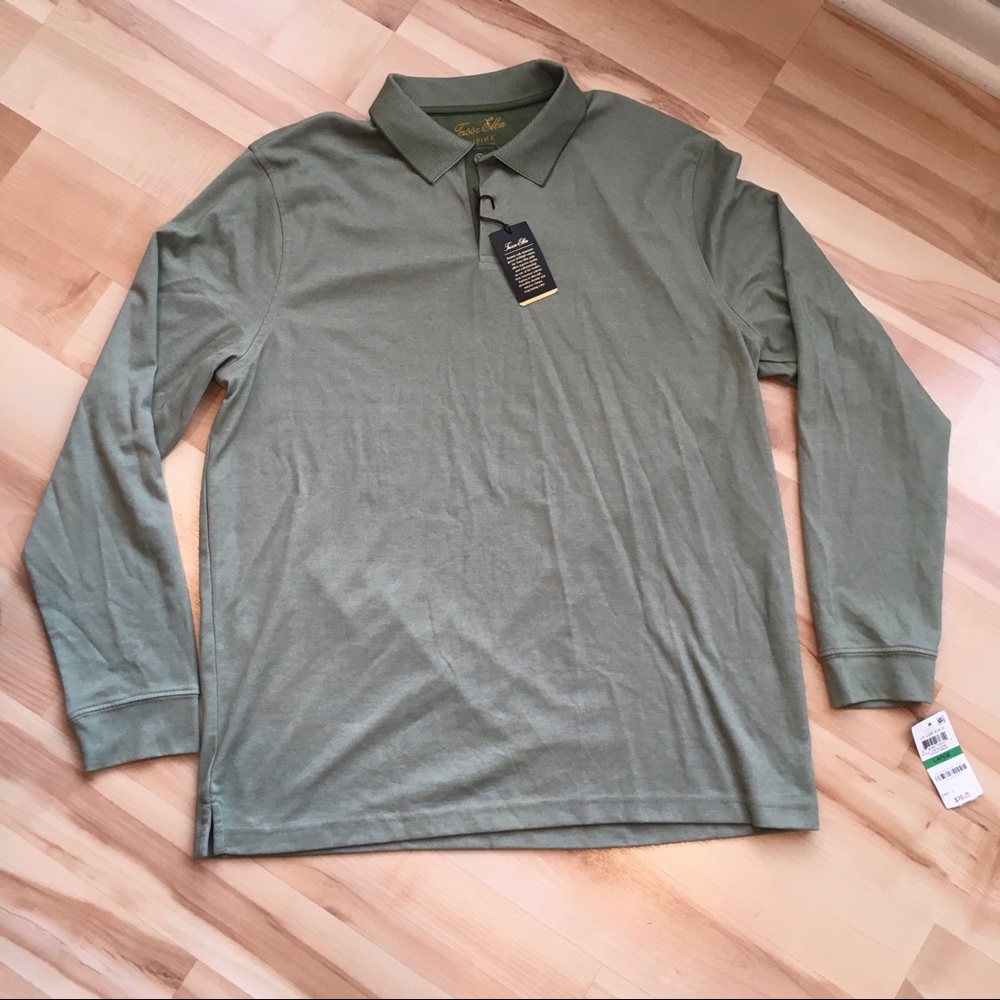 NWT Men’s Tasso Elba Supima Long Sleeve Polo